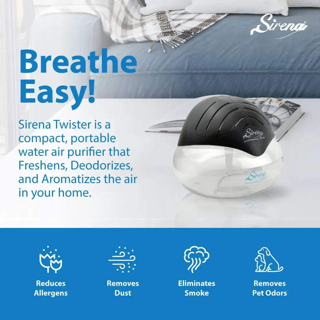 Black Air Purifier Water Filter Air Cleaner with Essential Oil Aromatizer & LED Night Light