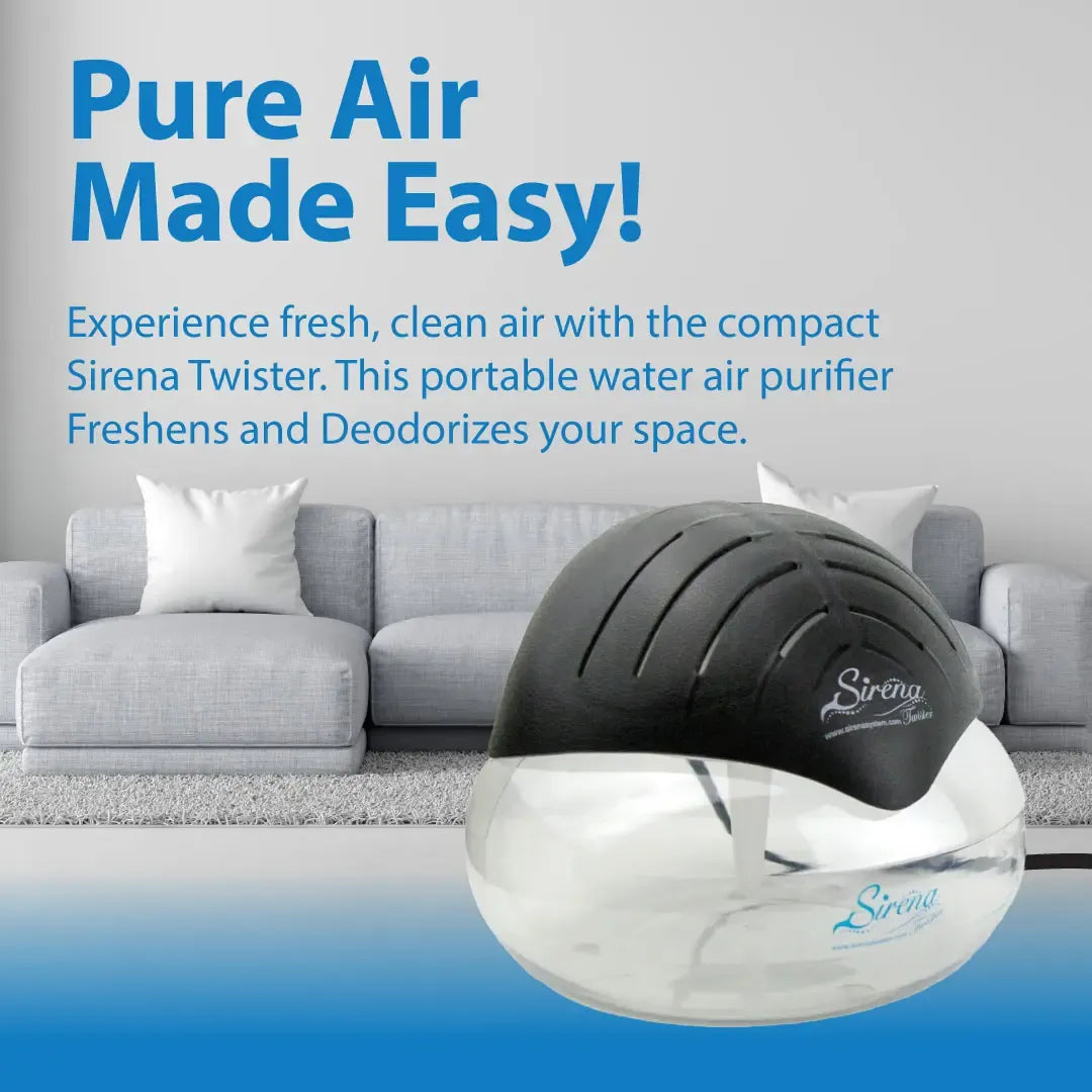 Black Air Purifier Water Filter Air Cleaner with Essential Oil Aromatizer & LED Night Light