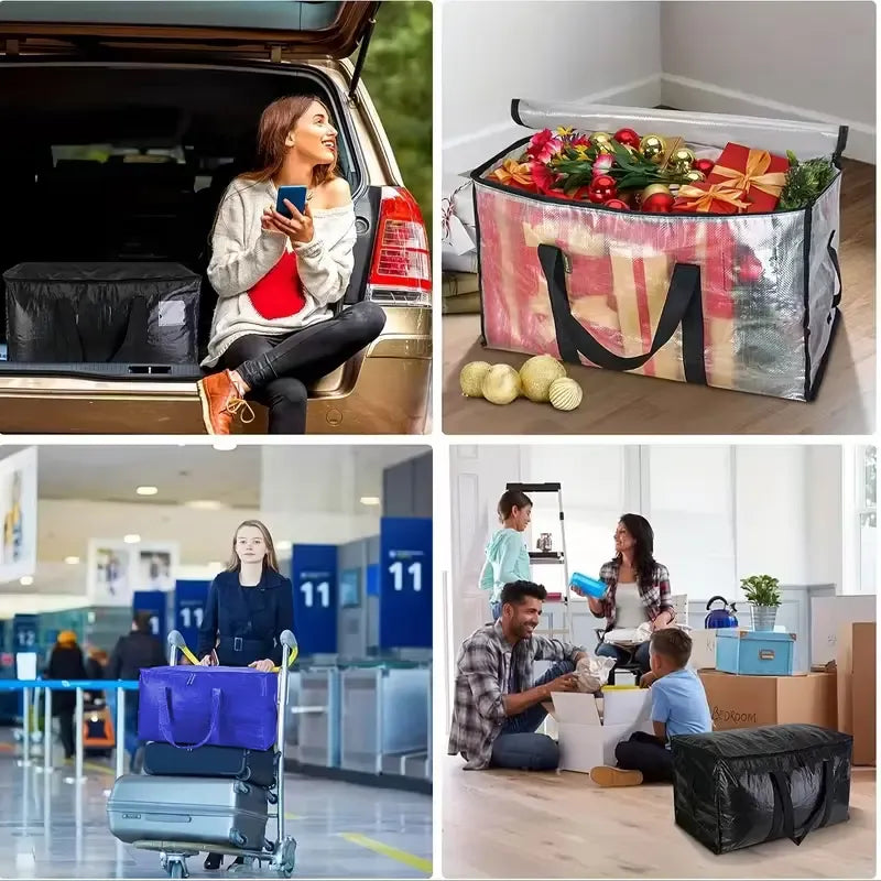 6-Pack Moving & Storage Bags – Collapsible Zippered Organizers with Handles