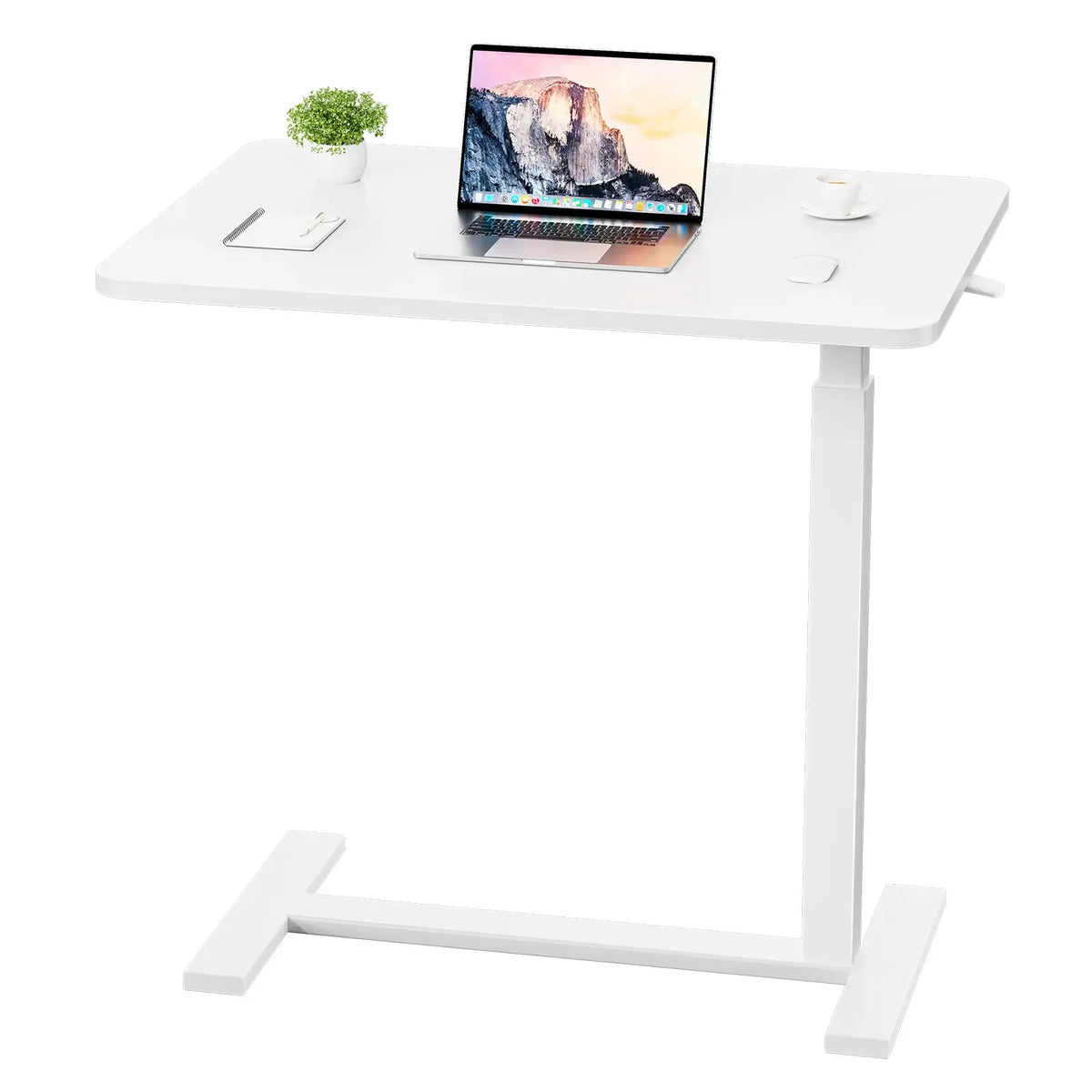 Adjustable Overbed Table with Wheels – Tilting Laptop Desk for Bed, One-Hand Gas Lift 29.5″–43.3″