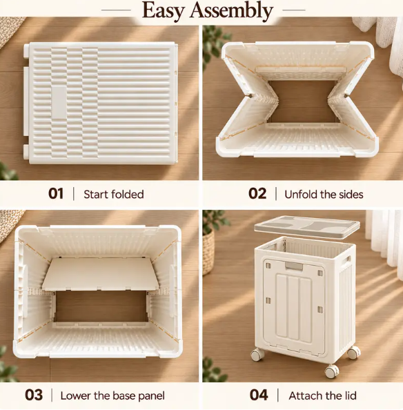 UFORU Rolling Laundry Hamper with Lid – Slim Rectangular, Ventilated & Easy-Clean Storage Basket